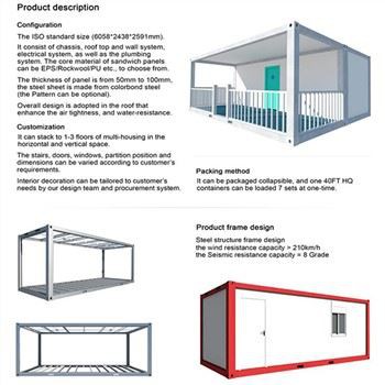 Könnyen összeszerelhető leszerelhető konténeres otthonok